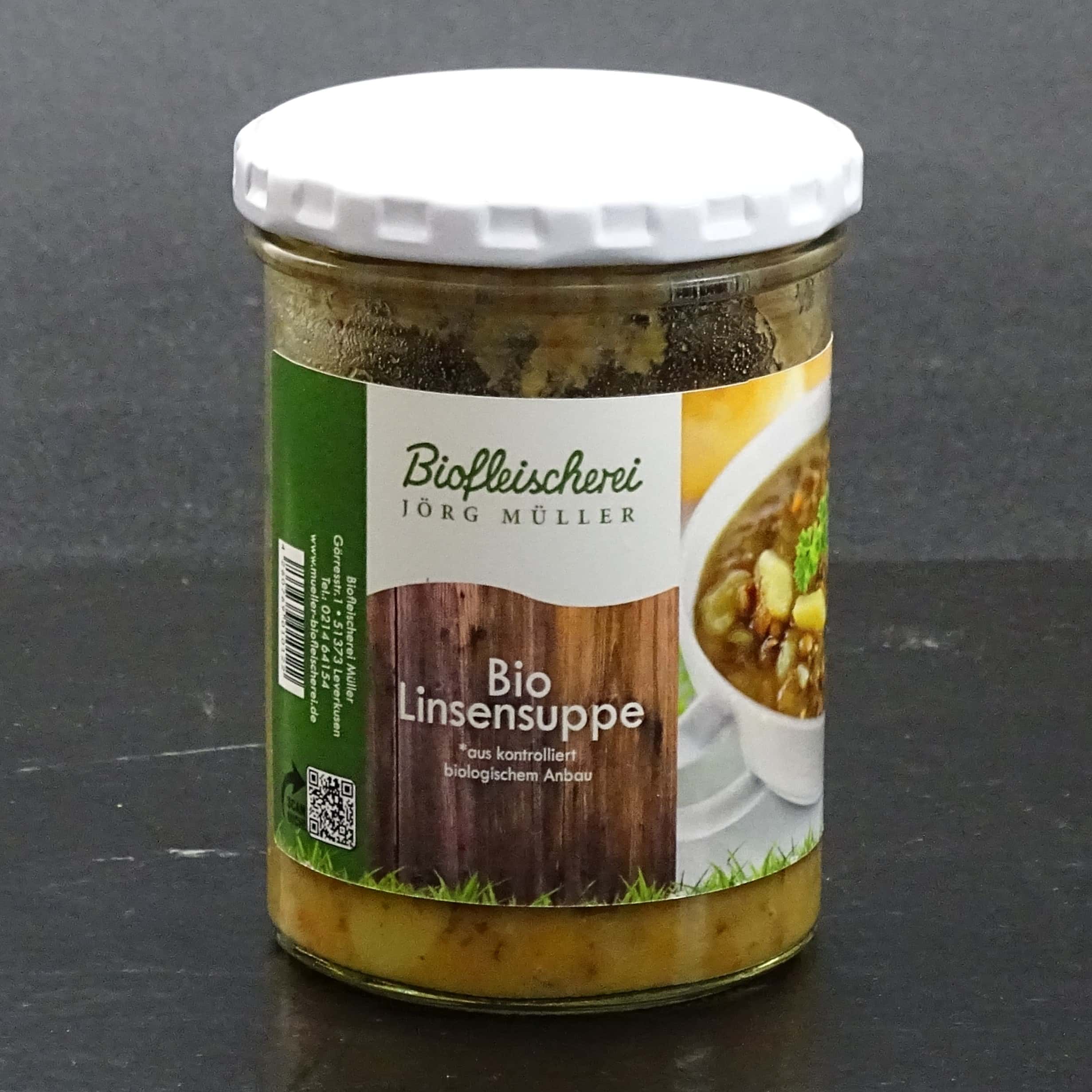 Linsensuppe im Glas Bio