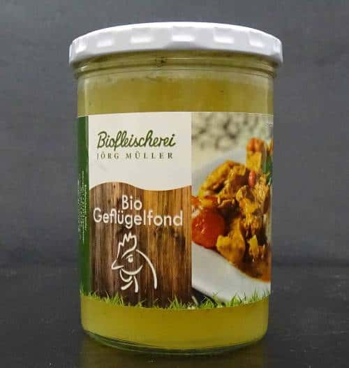 Geflügelfond im Glas Bio
